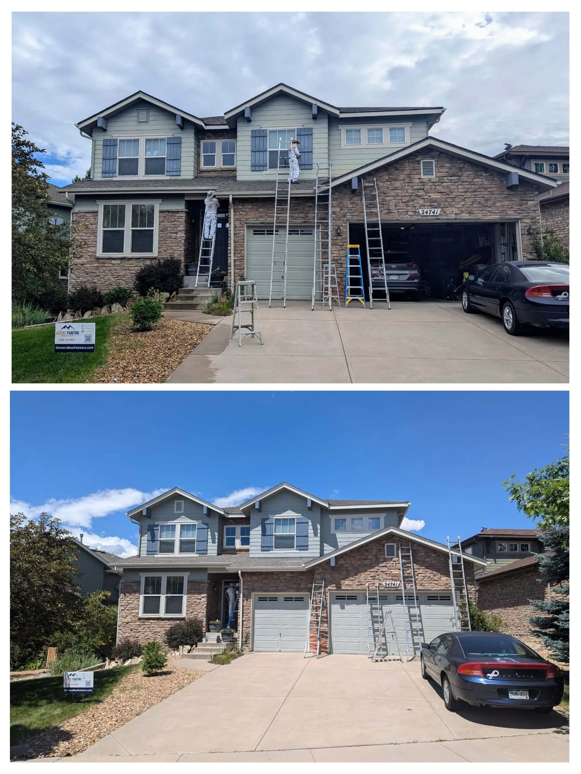 Denver painters Accent Painting before and after exterior repaint