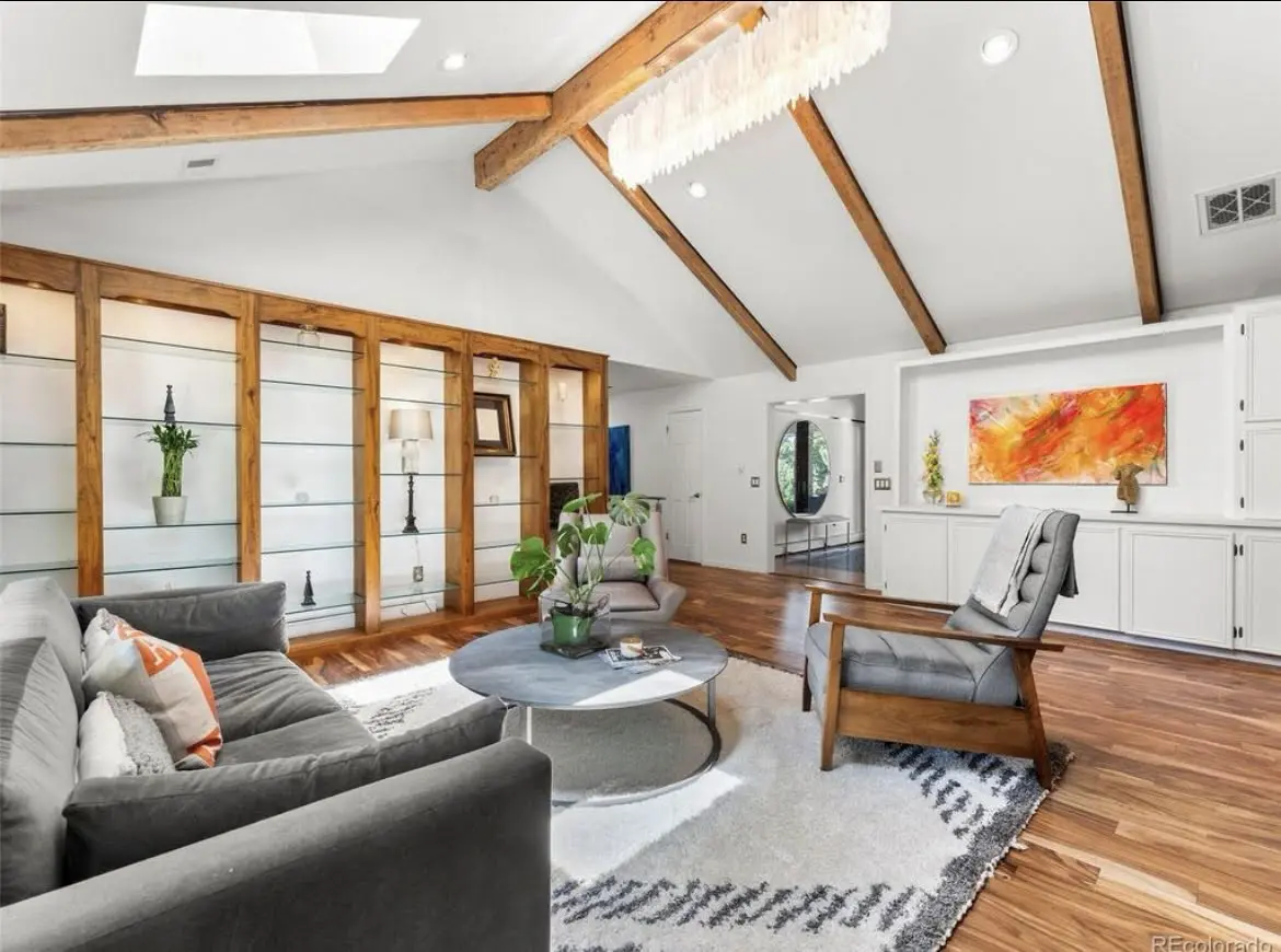Denver painters Accent Painting interior repaint vaulted living room exposed wood beams