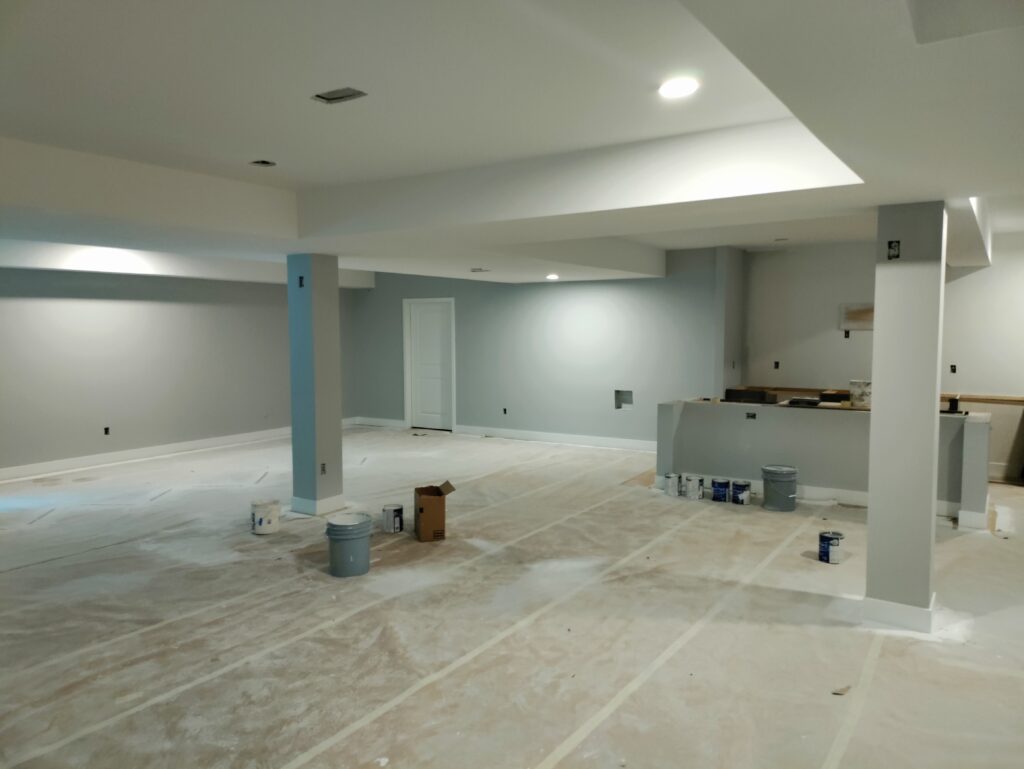 Newly painted interior finished basement